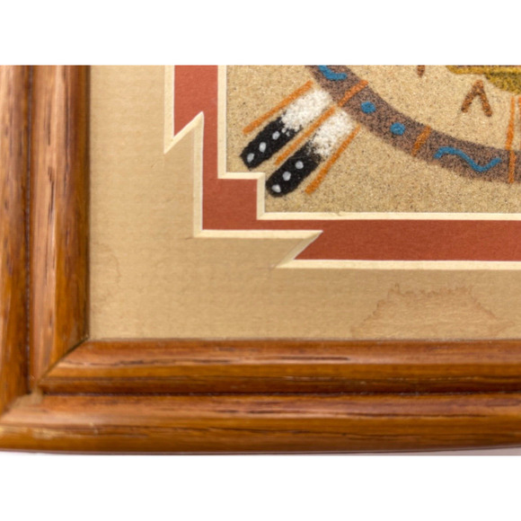 Vintage Navajo Sand Painting SIGNED Indigenous Healing Art Framed Authentic - Picture 3 of 8